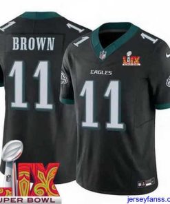 Amazing Philadelphia Eagles A.J. Brown #11 Black 2024 2025 Super Bowl LIX F.U.S.E Stitched NFL Jersey