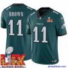 Stylish Philadelphia Eagles A.J. Brown #11 Green 2024 2025 Super Bowl LIX F.U.S.E Stitched NFL Jersey