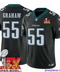 Stylish Philadelphia Eagles Brandon Graham #55 Black 2024 2025 Super Bowl LIX F.U.S.E Stitched NFL Jersey