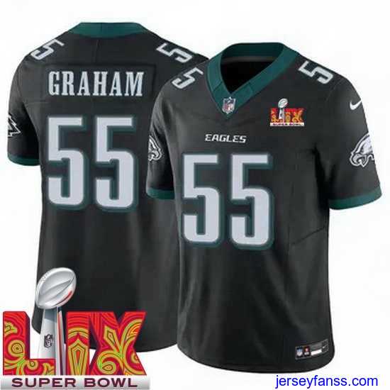 Stylish Philadelphia Eagles Brandon Graham #55 Black 2024 2025 Super Bowl LIX F.U.S.E Stitched NFL Jersey