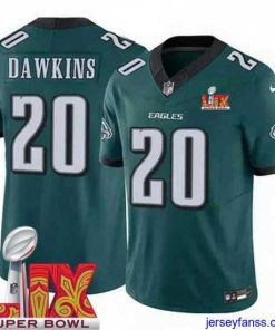 Outstanding Philadelphia Eagles Brian Dawkins #20 Green 2024 2025 Super Bowl LIX F.U.S.E Stitched NFL Jersey