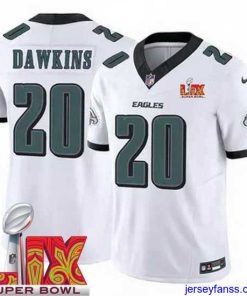 Exclusive Philadelphia Eagles Brian Dawkins #20 White 2024 2025 Super Bowl LIX F.U.S.E Stitched NFL Jersey