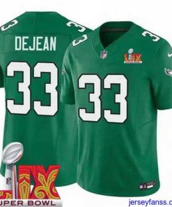 Premium Philadelphia Eagles Cooper DeJean #33 Kelly Green 2024 2025 Super Bowl LIX F.U.S.E Stitched NFL Jersey