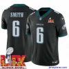 Impressive Philadelphia Eagles DeVonta Smith #6 Black 2024 2025 Super Bowl LIX F.U.S.E Stitched NFL Jersey