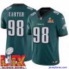 Gorgeous Philadelphia Eagles Jalen Carter #98 Green 2024 2025 Super Bowl LIX F.U.S.E Stitched NFL Jersey