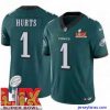 Amazing Philadelphia Eagles Jalen Hurts #1 Green 2024 2025 Super Bowl LIX F.U.S.E Stitched NFL Jersey