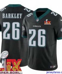 Amazing Philadelphia Eagles Saquon Barkley #26 Black 2024 2025 Super Bowl LIX F.U.S.E Stitched NFL Jersey