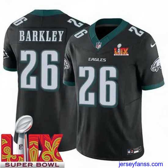 Amazing Philadelphia Eagles Saquon Barkley #26 Black 2024 2025 Super Bowl LIX F.U.S.E Stitched NFL Jersey