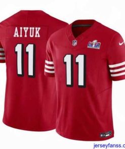 Premium San Francisco 49ers 11 Brandon Aiyuk Red 2023 F.U.S.E  Vapor Limited Throwback Stitched Football 2024 Super Bowl LVIII Jersey