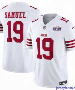 Premium San Francisco 49ers 19 Deebo Samuel White Throwback 2023 F.U.S.E  Vapor Untouchable Limited Stitched Football 2024 Super Bowl LVIII Jersey