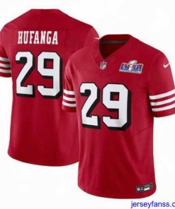 Exclusive San Francisco 49ers 29 Talanoa Hufanga New Red 2023 F.U.S.E  Stitched Football 2024 Super Bowl LVIII Jersey